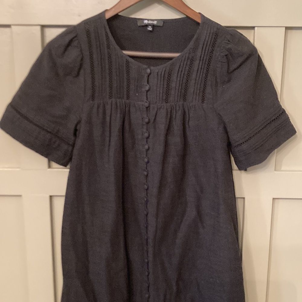 Madewell Pleated Button Front Peasant Shift Dress… - image 8